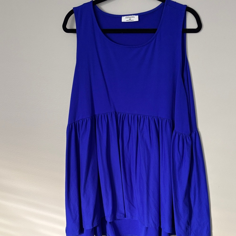 Zenana Outfitters Cobalt Blue Sleeveless Peplum Tank